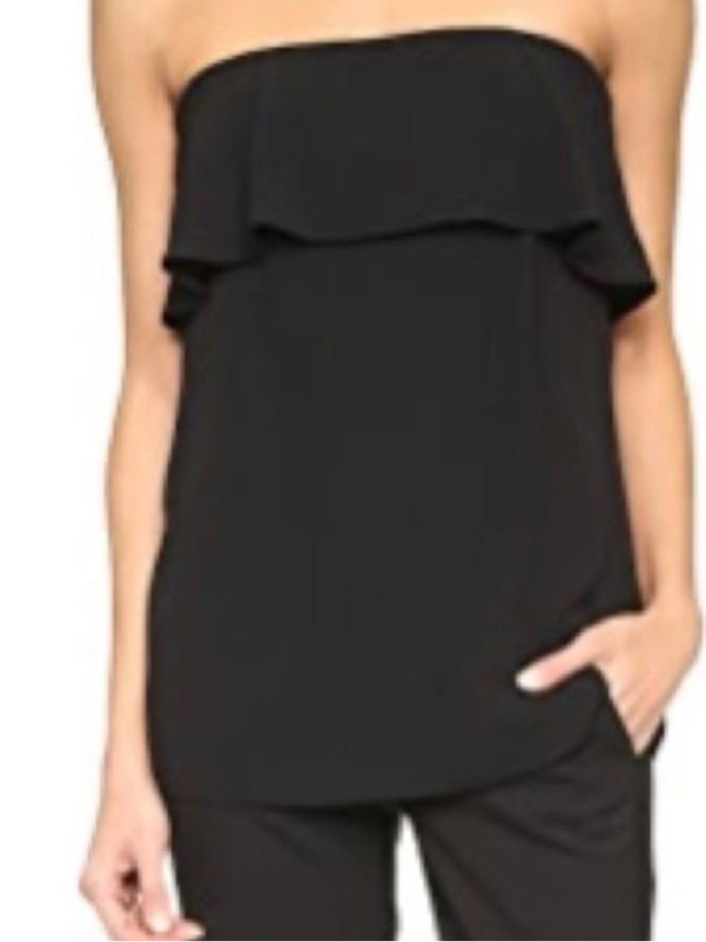 A.L.C. Black Strapless Ruffle Top
